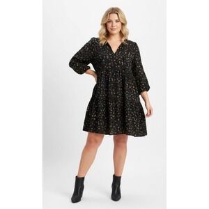 GAP Black Floral Midi Dress 100% Cotton